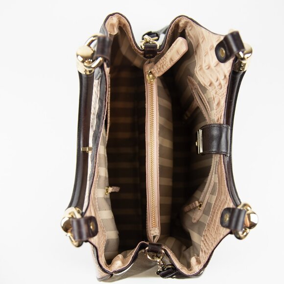 Brahmin Elisa Purse Leather Crocodile Embossed Hobo Bag Blossom Kendall Brown - Picture 3 of 14